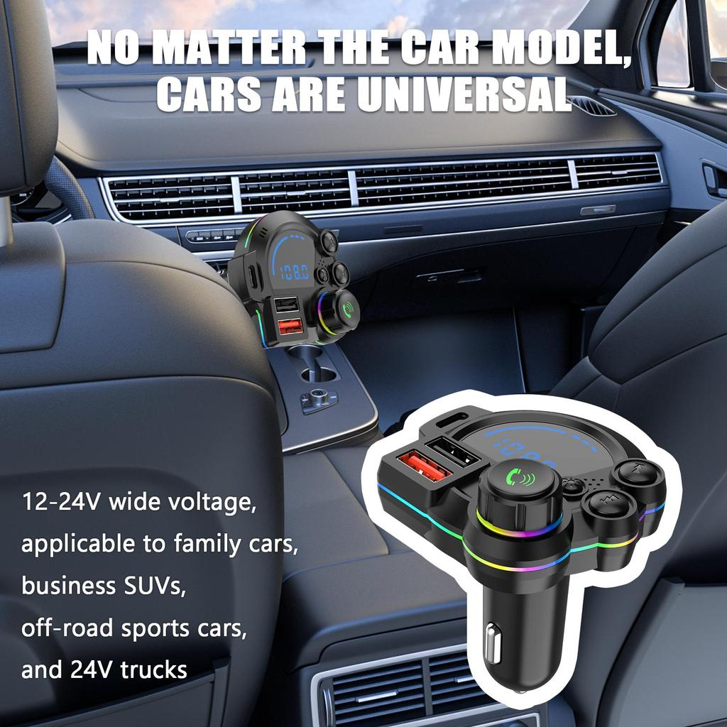 Universal Dual Port Car FM Bluetooth Transmitter – Wireless Music, Hands-Free Calling & Dual USB Charger