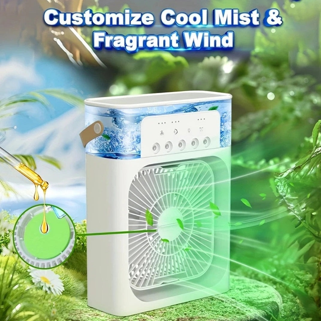 3-in-1 Cooling Fan – Five-Hole Spray Humidifier & Summer Air Cooler