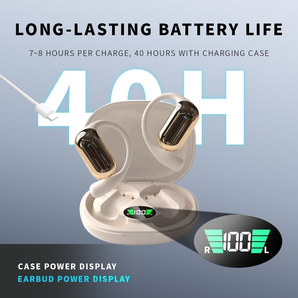 Wireless Bluetooth 5.3 Sports Earphones – Waterproof Over-Ear Stereo Earbuds with Mic