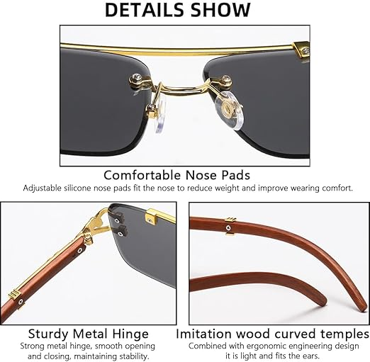 Luxury Rimless Sunglasses – Leopard Hinge UV400 Gradient Lens Design