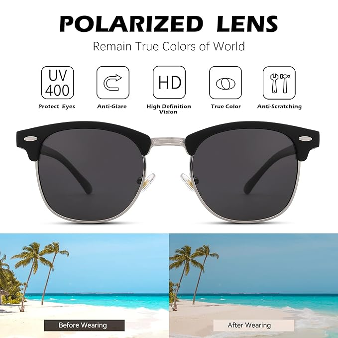 Ultra-Light Square Metal Sunglasses – Fashion Driving Shades for Men
