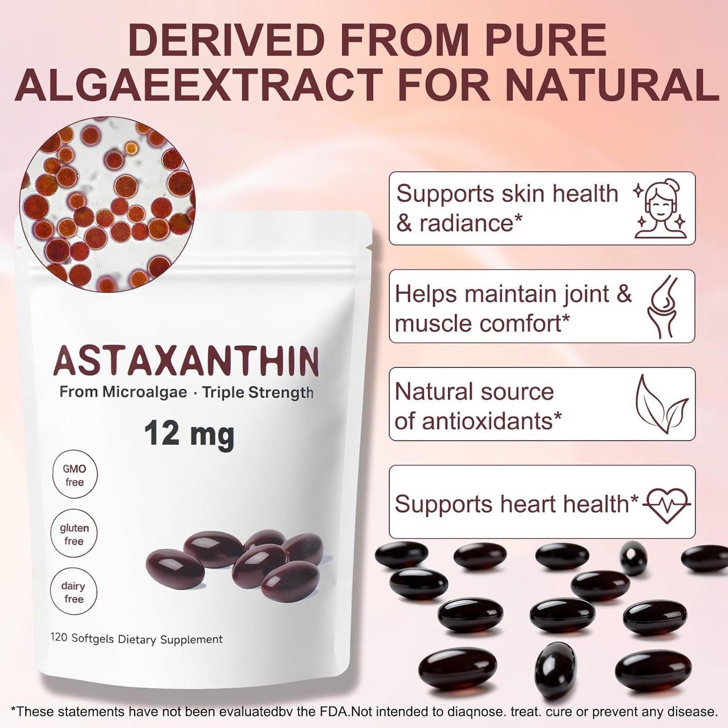 Astaxanthin Antioxidant Softgels – Natural Wellness & Skin Support Supplement