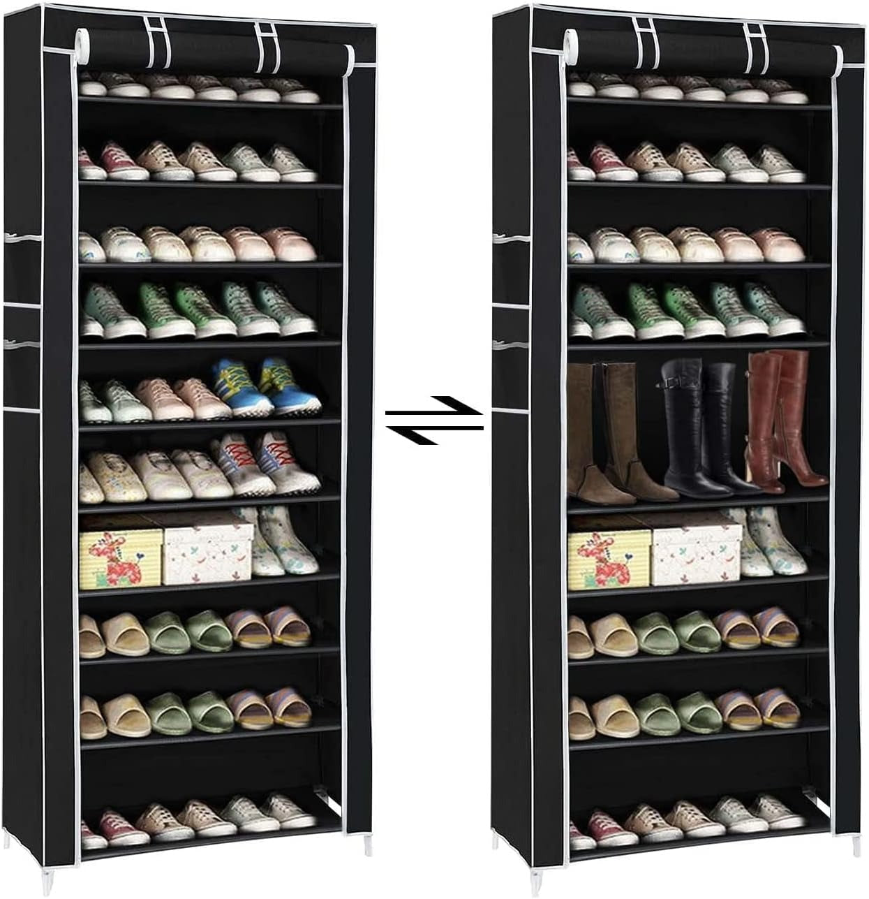 10-Tier Non-Woven Shoes Rack