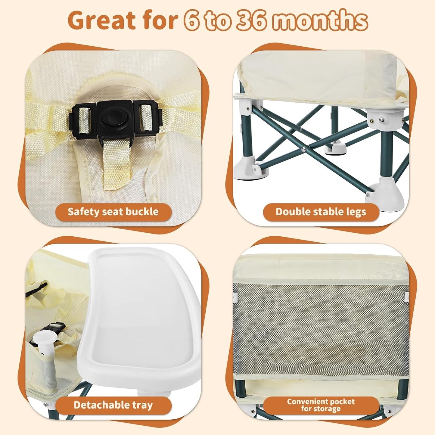 Foldable Baby Portable Dining Chair – Safe, Comfortable & Travel-Friendly Feeding Seat