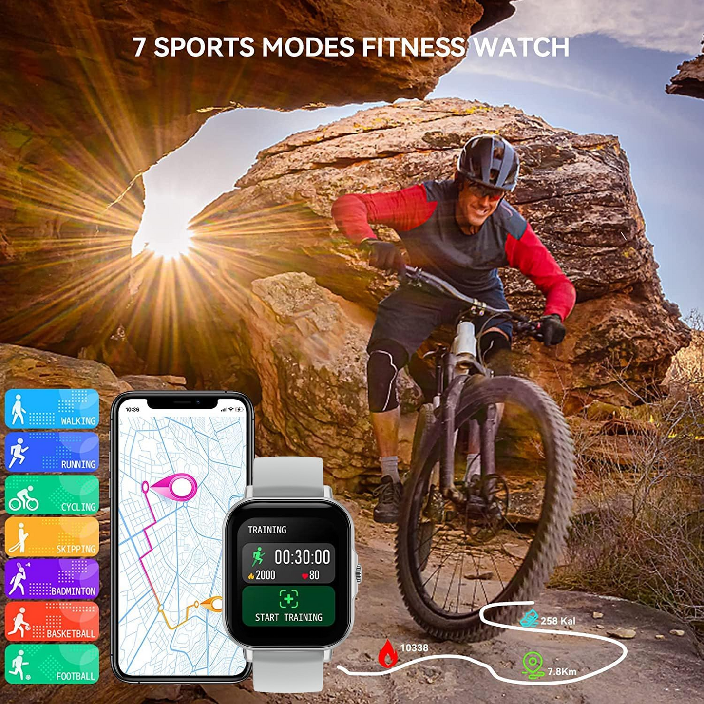 Smart Sports Watch – Bluetooth Calling & Multi Function Fitness Smartwatch