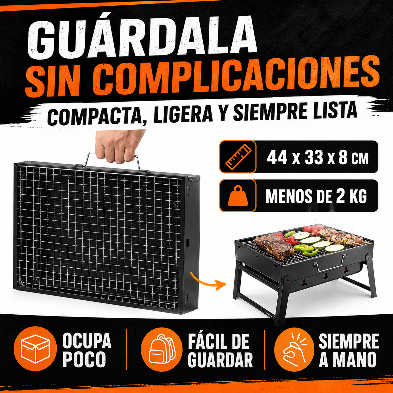Foldable Japanese Charcoal BBQ Grill – Portable Cast Iron Camping Barbecue for 3–5 People