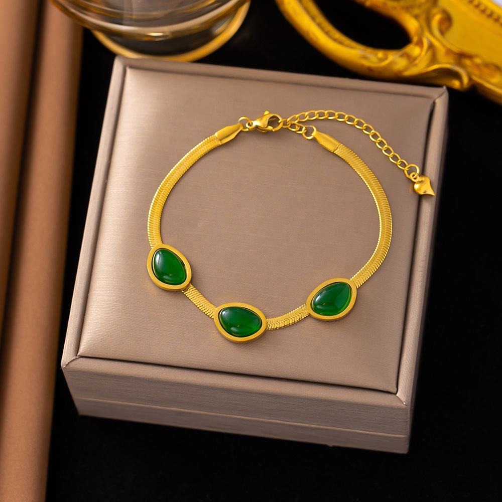 Emerald Vintage Snake Chain Jewellery Set