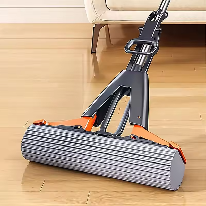 Sponge Head Mop – Self-Wringing Stainless Steel Cleaning Tool