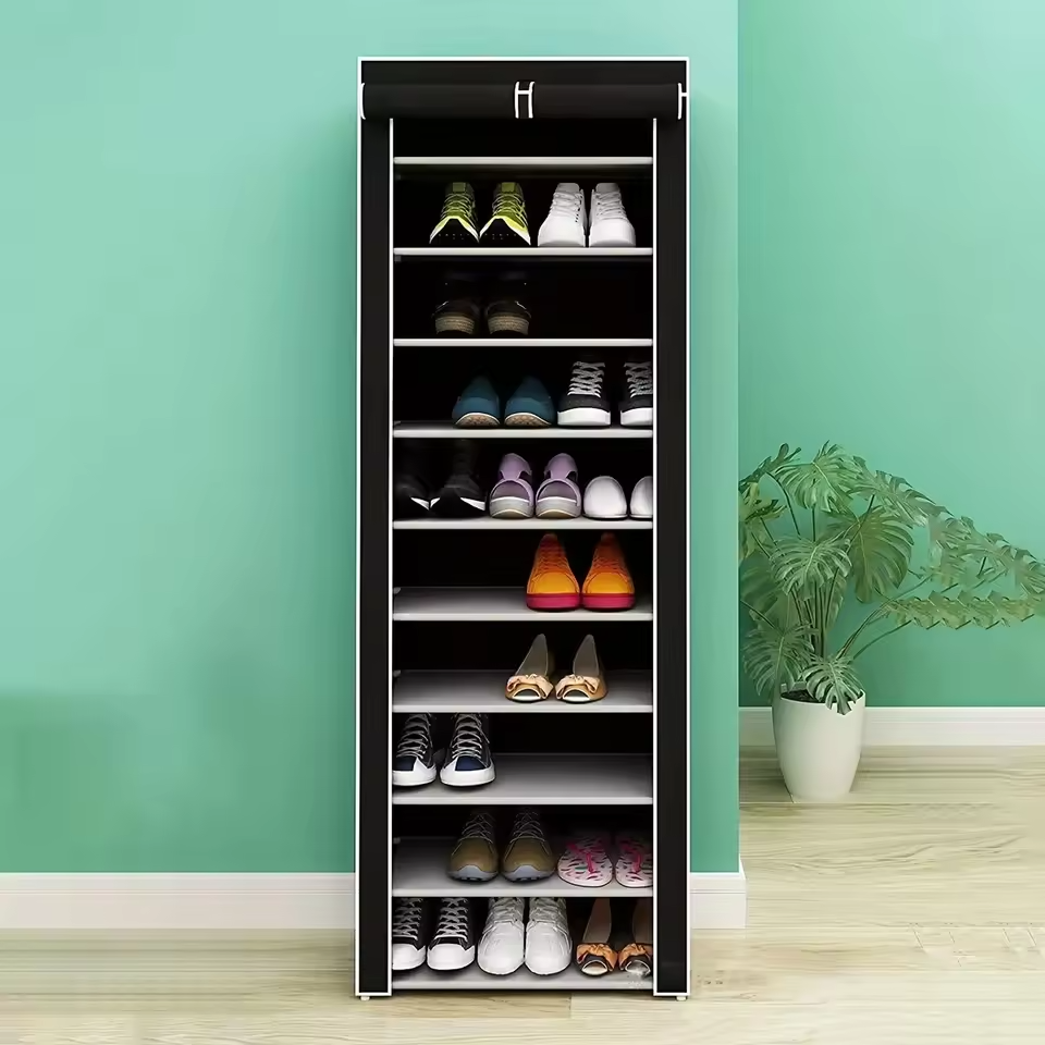 10-Tier Non-Woven Shoes Rack.