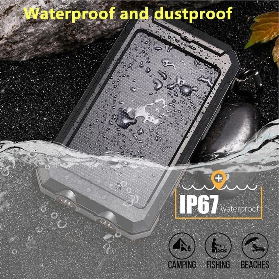 Waterproof Solar Power Bank — 20000mAh Portable Charger