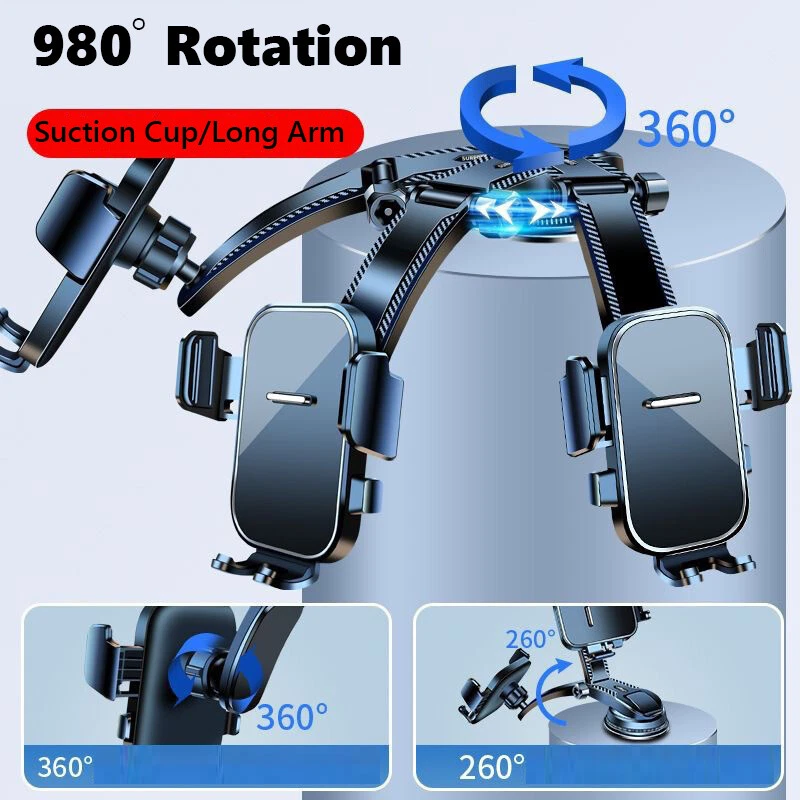 Car Phone Holder – Foldable Rotatable Dashboard & Center Console Mount