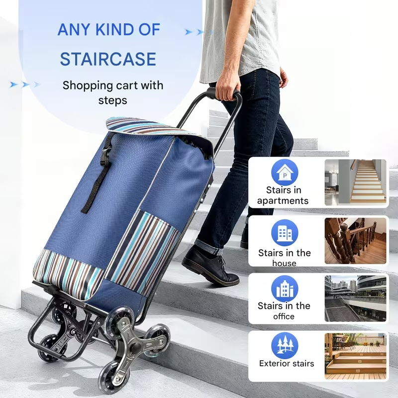 Heavy Duty Shopping Cart Trolley – Portable Hand Lift Transport Cart for Groceries & Luggage