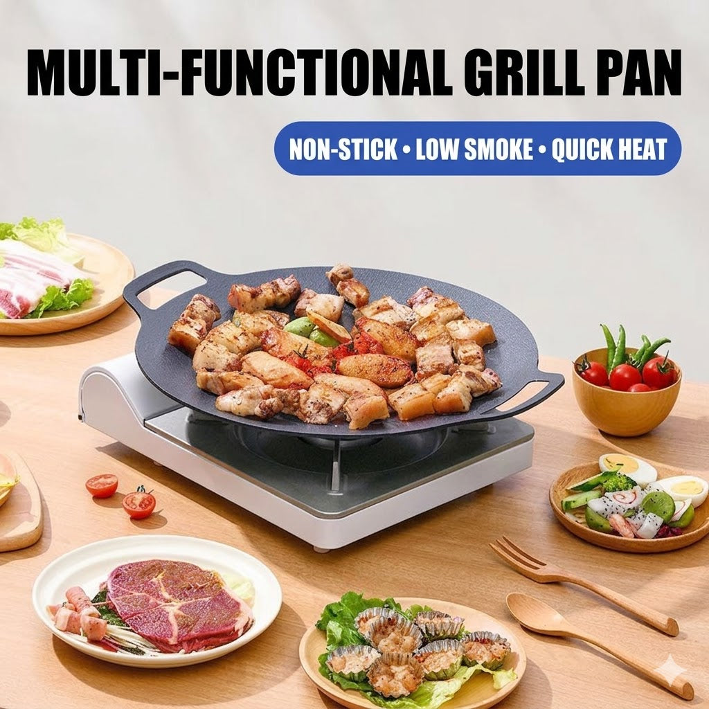 Outdoor Iron BBQ Grill Pan – Korean Style Portable Teppanyaki Plate