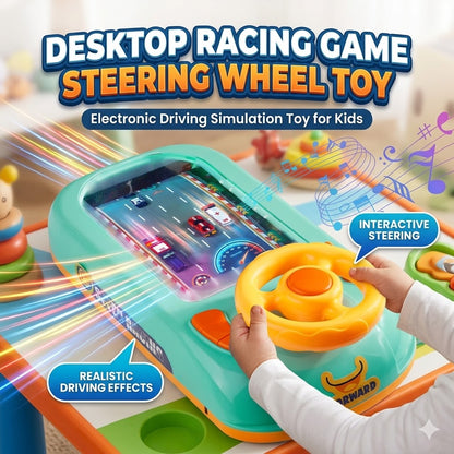 Desktop Racing Game Steering Wheel Toy – Electronic Driving Simulation Toy for Kids