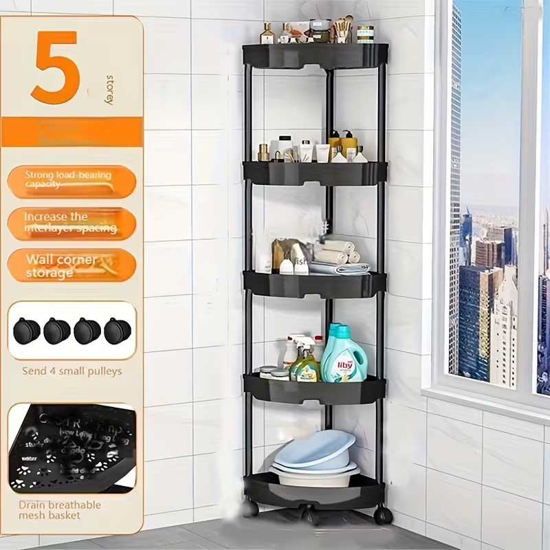 Corner Storage Shelf – Space Saving Organizer for Bathroom & Kitchen