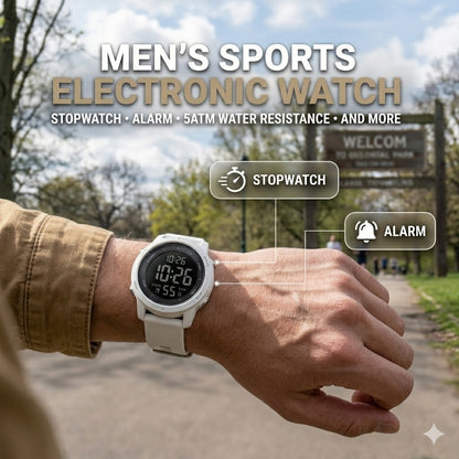 Men’s Sports Electronic Watch – Stopwatch, Alarm & Water Resistance
