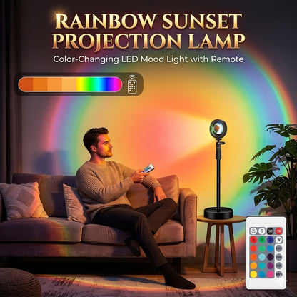 Rainbow Sunset Projection Lamp – Color Changing LED Mood Light with Remote Control