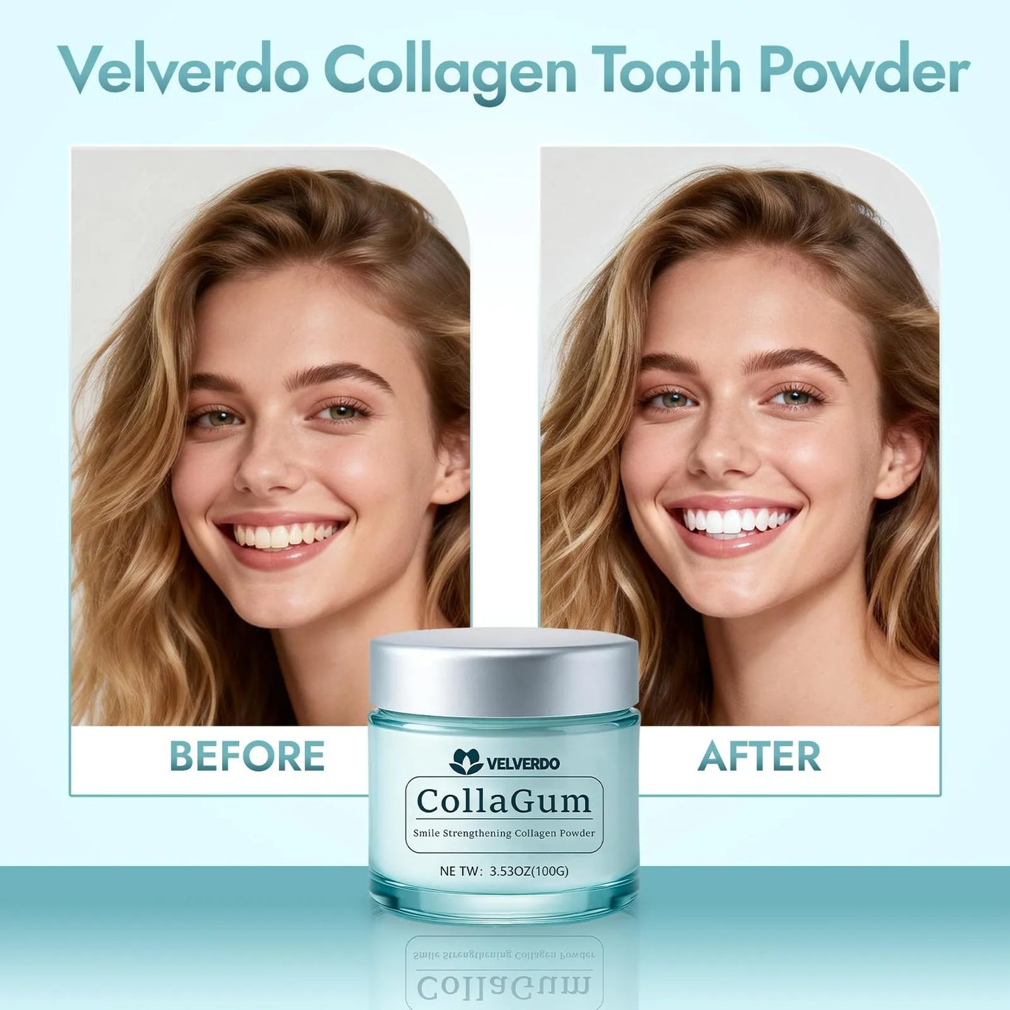 Collagen Infused Dental Tooth Powder – Gentle Whitening & Oral Care