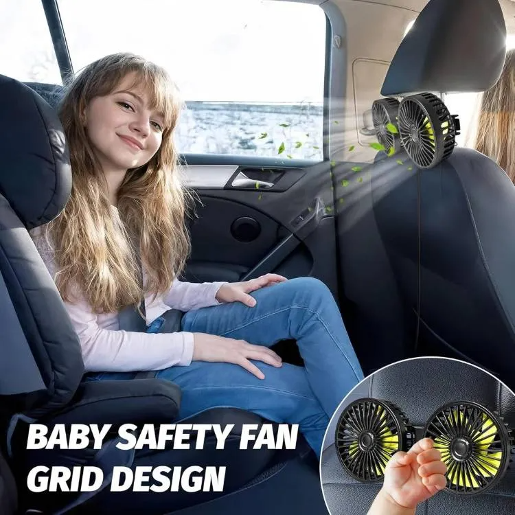 Dual Head Car Cooling Fan – Speed Rotating Vehicle Fan with Cigarette Lighter Plug