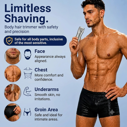 Electric Groin Hair Trimmer for Men – Waterproof Body Groomer with Ceramic Blades for Gentle Grooming