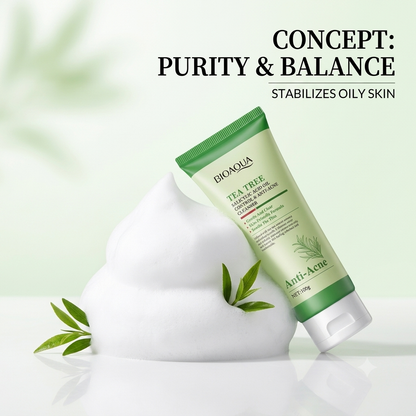 BIOAOUA Tea Tree Salicylic Acid Facial Cleanser – Deep Cleansing Face Wash for Oily &amp; Acne-Prone Skin