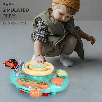 Baby Toy Steering Wheel with Music & Lights – Interactive Plastic Learning Gift Set for Kids