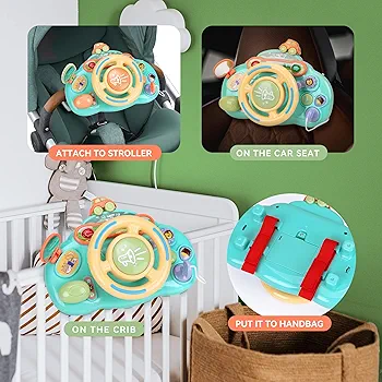 Baby Toy Steering Wheel with Music & Lights – Interactive Plastic Learning Gift Set for Kids