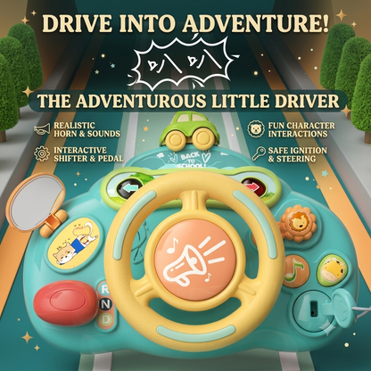Baby Toy Steering Wheel with Music & Lights – Interactive Plastic Learning Gift Set for Kids