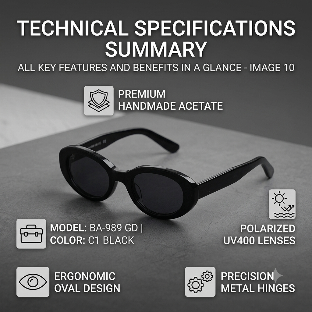 Women’s Oval Polarized Sunglasses – Luxury Handmade Acetate Eyewear with UV400 Protection