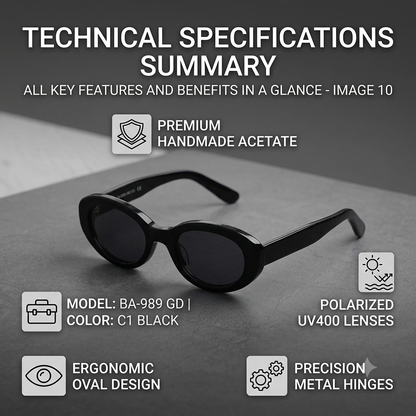 Women’s Oval Polarized Sunglasses – Luxury Handmade Acetate Eyewear with UV400 Protection