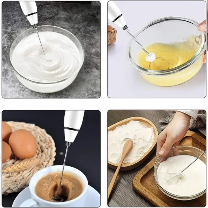 USB Rechargeable Double Whisk Milk Frother – 3 Speed Electric Hand Mixer