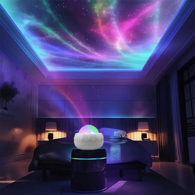 Northern Lights Star Projector – Rainbow Water Ripple Galaxy Night Light