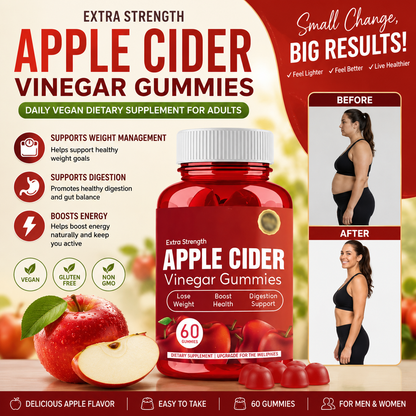 Apple Cider Vinegar Gummies – Daily Vegan Dietary Supplement for Adults