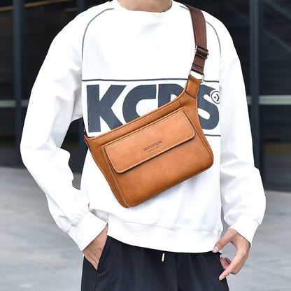 Retro PU Leather Crossbody Bag — Men’s Business Shoulder Bag