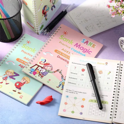 4PCS Magic Practice Copybook Set – English Writing & Calligraphy Learning Books