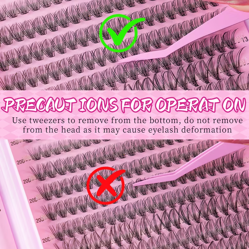 DIY False Eyelash Extension Kit – 1000 Cluster Lash Set with Application Tools