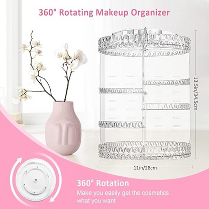 Rotating Makeup Organizer – Adjustable Spinning Cosmetic Holder & Beauty Storage Display Case