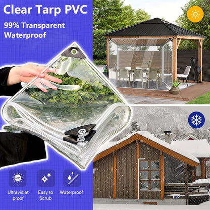 Outdoor Clear Curtains for Patio & Pergola – Waterproof 2M*2M