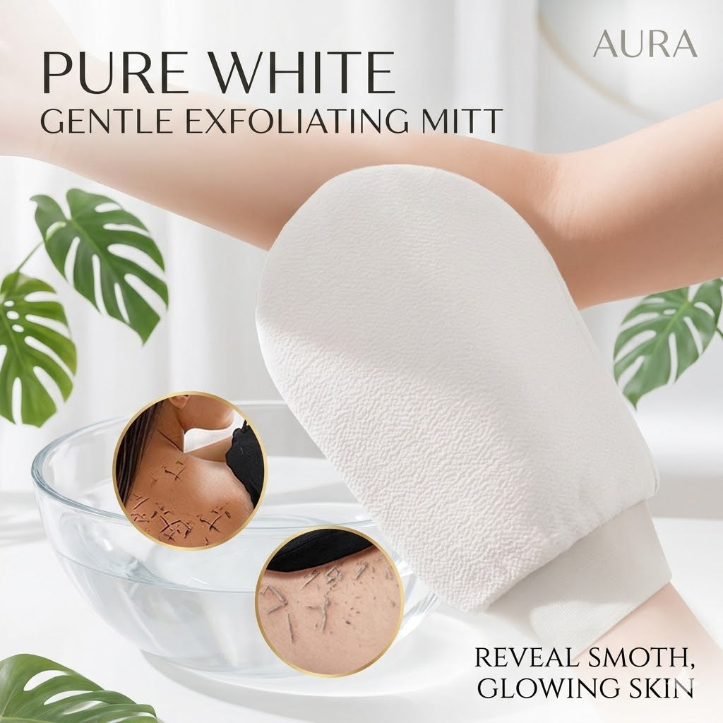 Silk PVA Shower Scrub Gloves – Gentle Facial & Body Exfoliating Bath Mitt