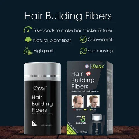 Dexe Hair Building Fibers (Black) - Instantly Fuller, Thicker Hair