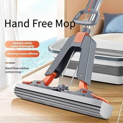 Sponge Head Mop – Self-Wringing Stainless Steel Cleaning Tool