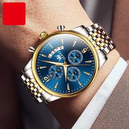 Men’s Fashion Chronograph Quartz Watch — Big Dial & Moon Phase