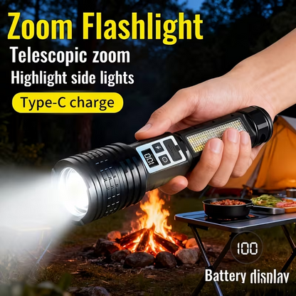 Dual LED Rechargeable Flashlight Super Bright Outdoor Torch