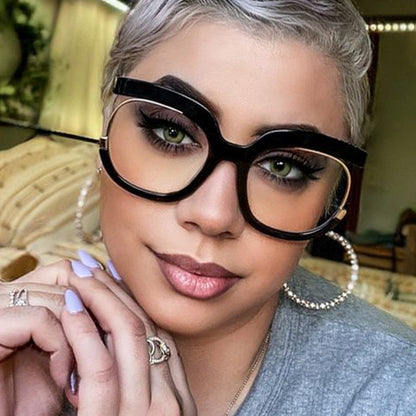 Y2K Style Full Frame Glasses – Clear Round Lenses, Large Size, Unisex Fashion