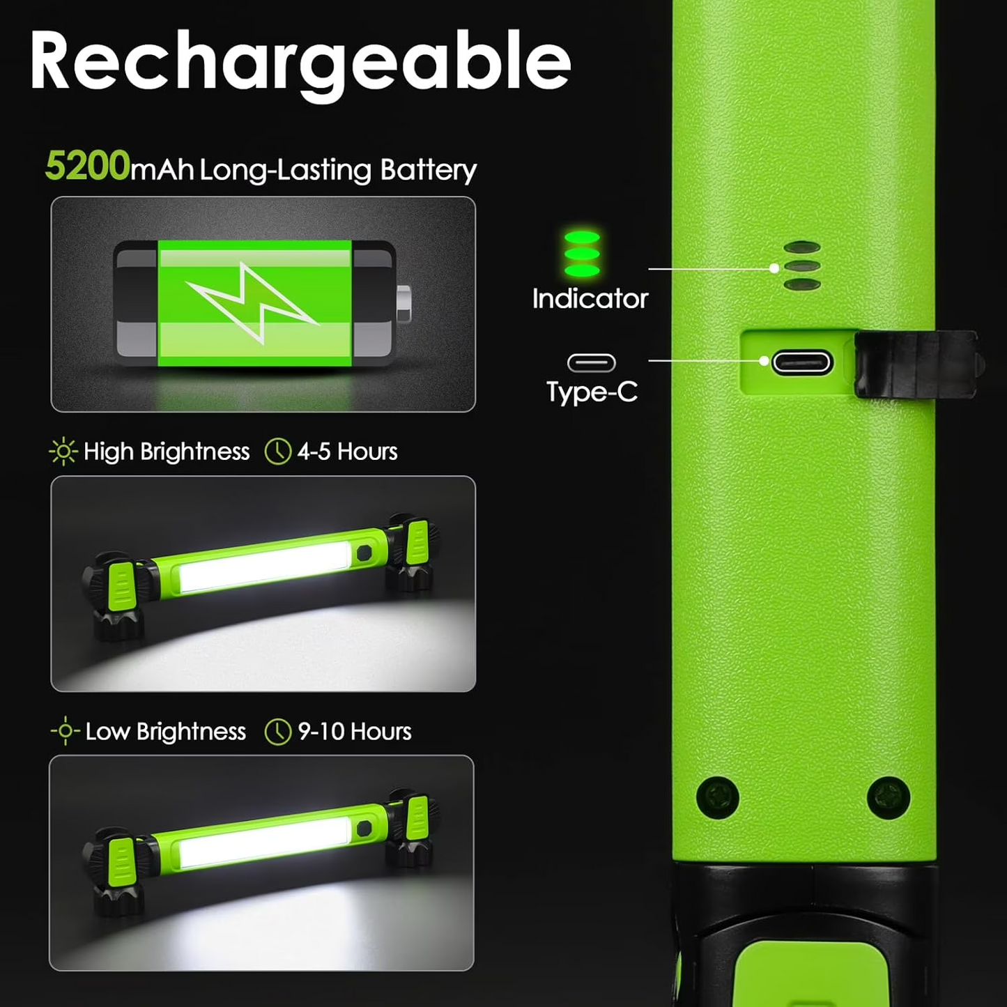 Magnetic Work Light – Rechargeable Outdoor Camping Lamp