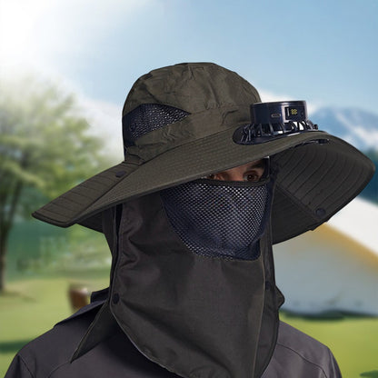 Solar Fan Hat with Wide Brim – USB & Solar Powered Cooling Cap