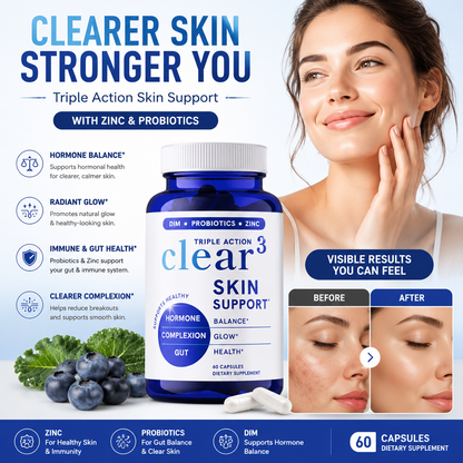 Skin Support Supplement with Zinc & Probiotics for Adults (60 Capsules)