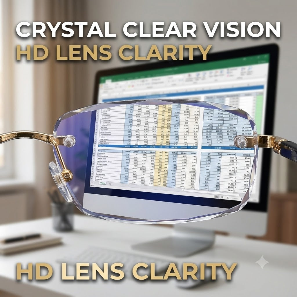 Rimless Anti Blue Light Diamond - Cut Computer Glasses