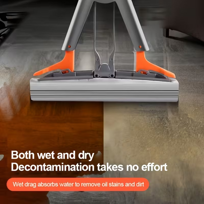 Sponge Head Mop – Self-Wringing Stainless Steel Cleaning Tool