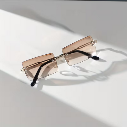 Brown & Gold Rectangular Women Sunglasses – Bold, Trendy & Timeless Style